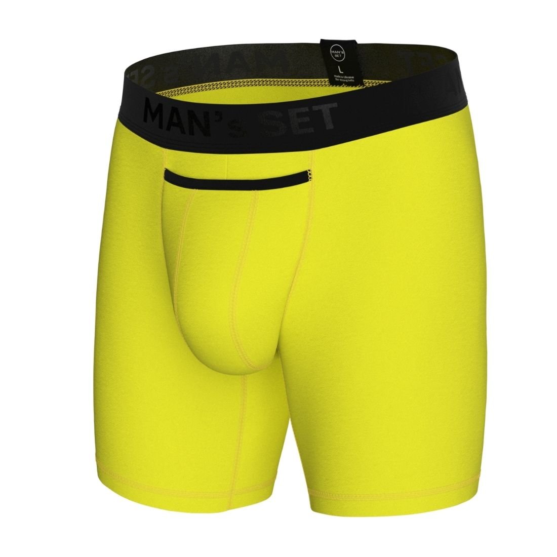Чоловічі анатомічні боксери з бавовни Long Black Series, лимонний MansSet