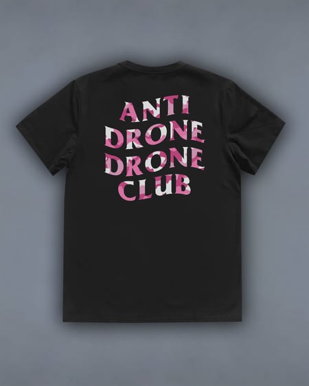 Футболка з принтом Antidrone Club Pink чорна We feel
