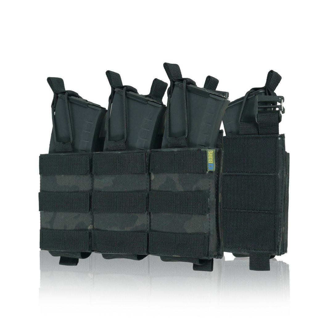 Передня панель для плитоноски з 3 підсумками під магазин Чорний мультикам KIBORG