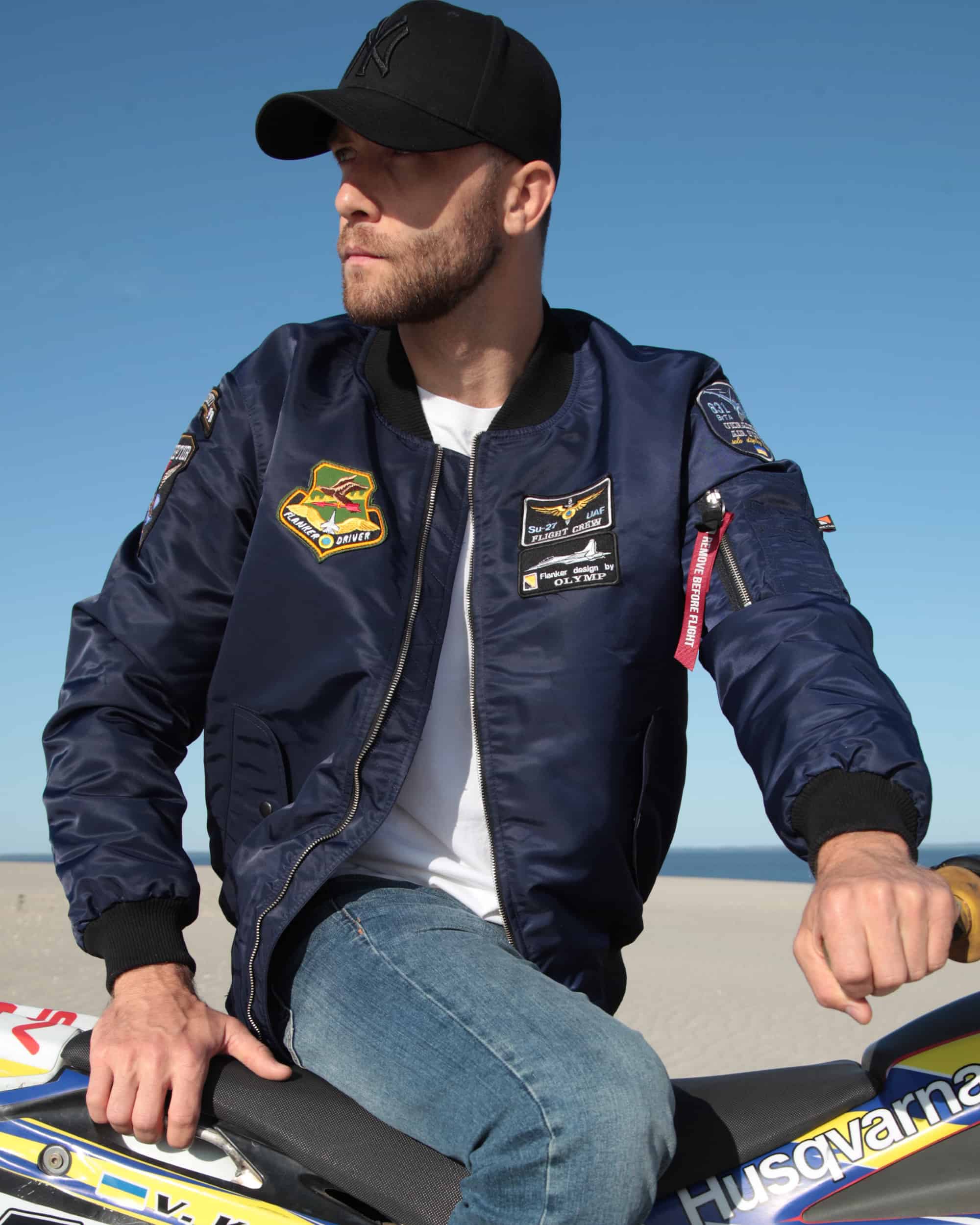 Бомбер MA-1 синій з нашивками 831 БрТА Olymp
