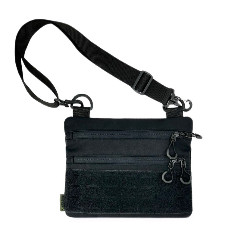 Тактична сумка через плече, кобура з патч панеллю чорна Оксфорд HardKIT