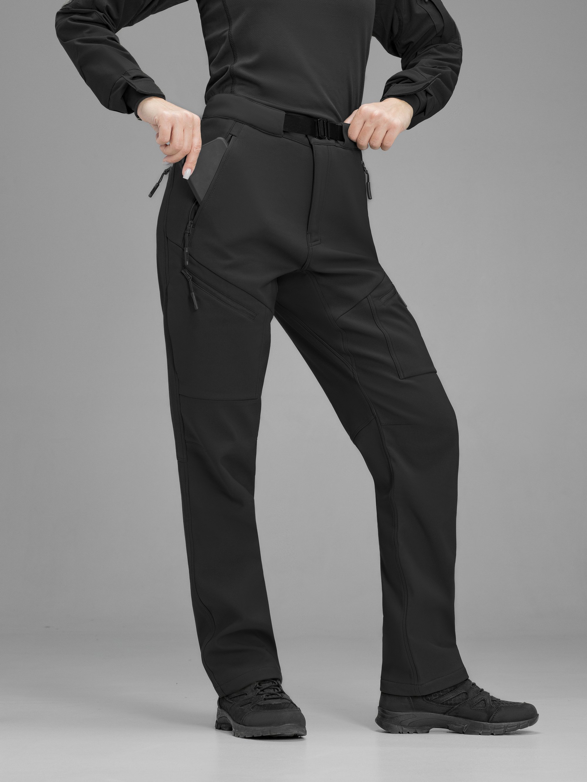 Штани карго тактичні жіночі Softshell BEZET Techwear чорний - Фото 2