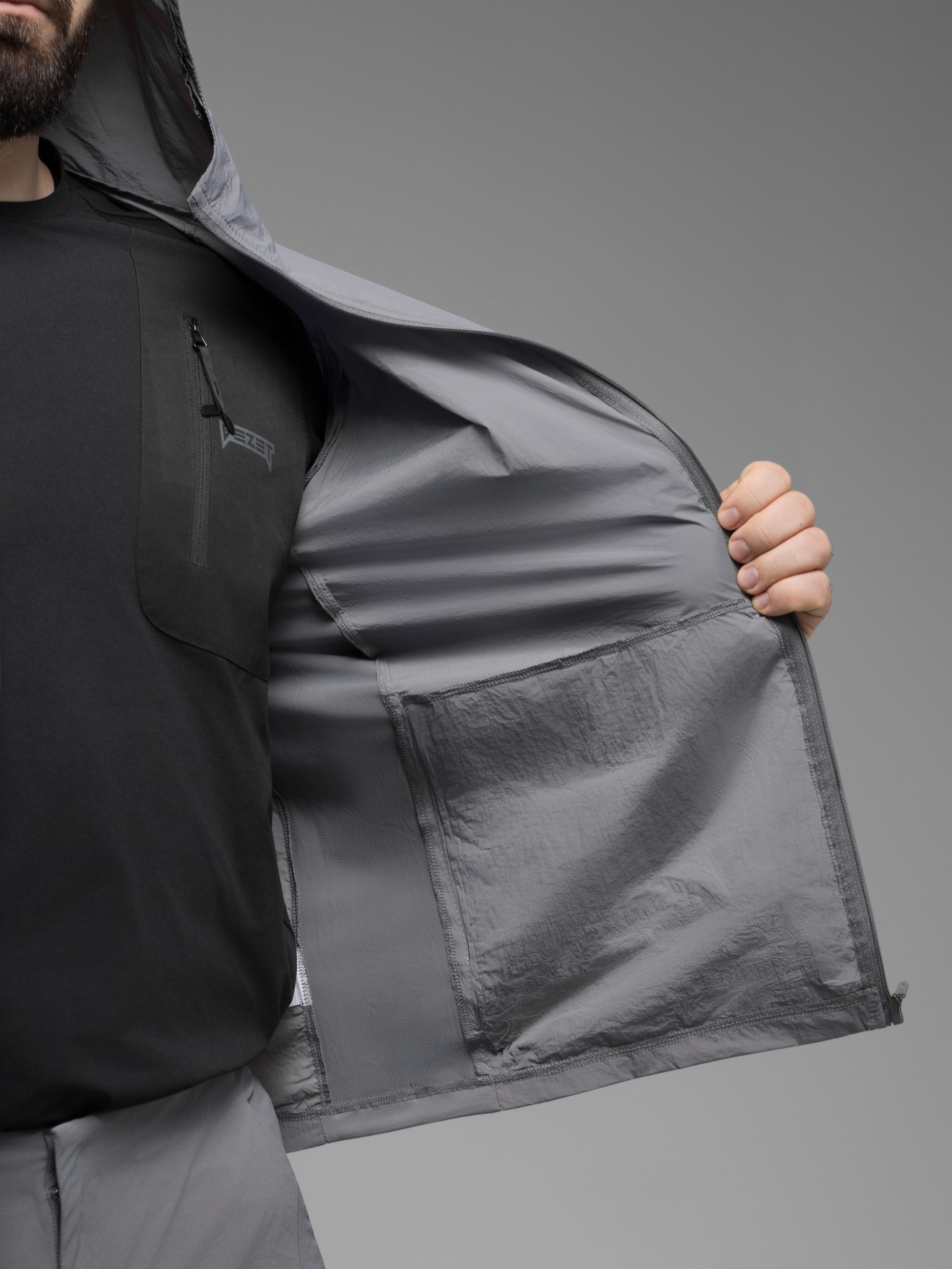 Куртка вітрівка BEZET Solguard UV 100 сірий - Фото 31