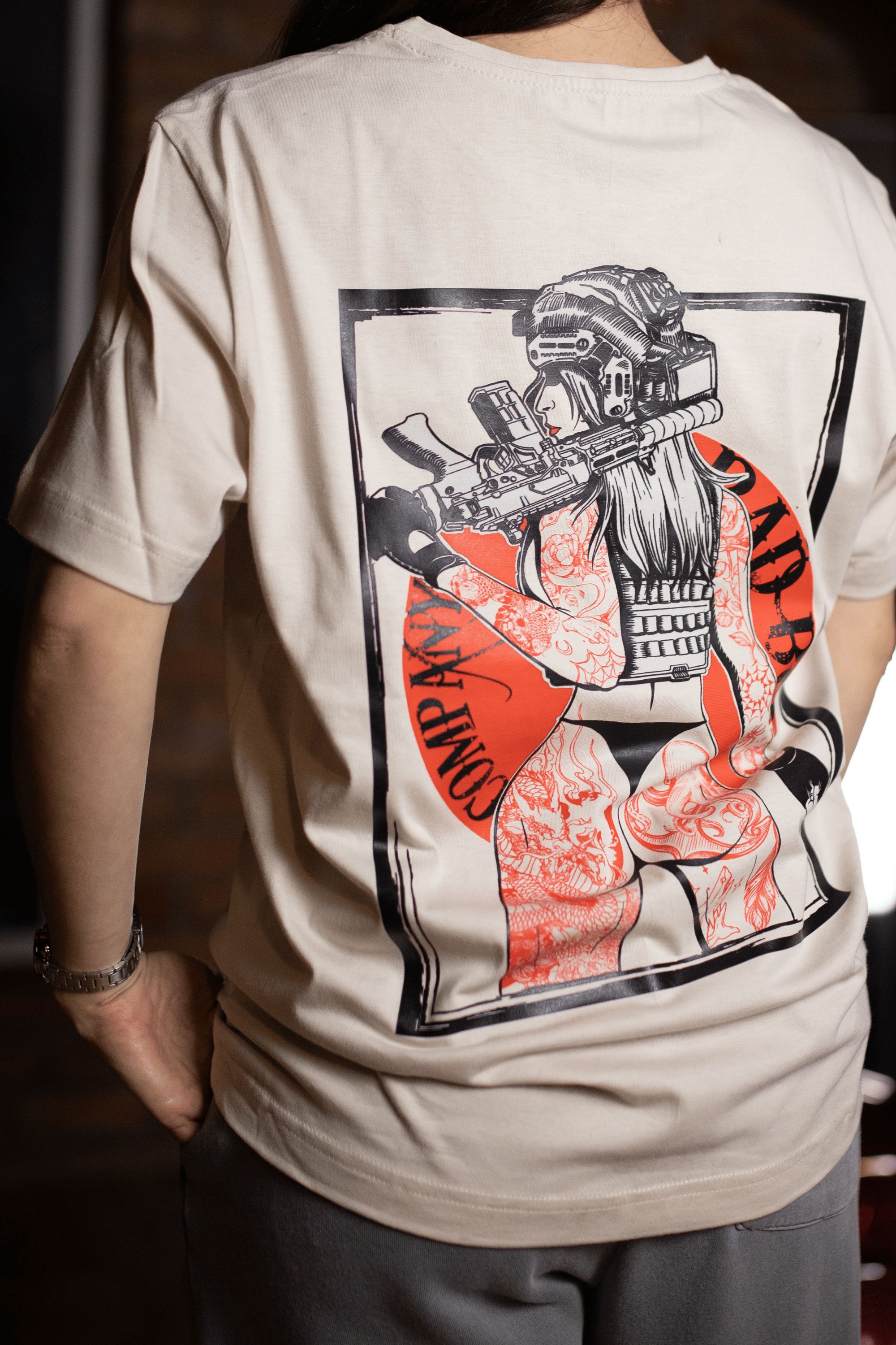 Футболка бежева "Bad red girl" Bad Boy Company