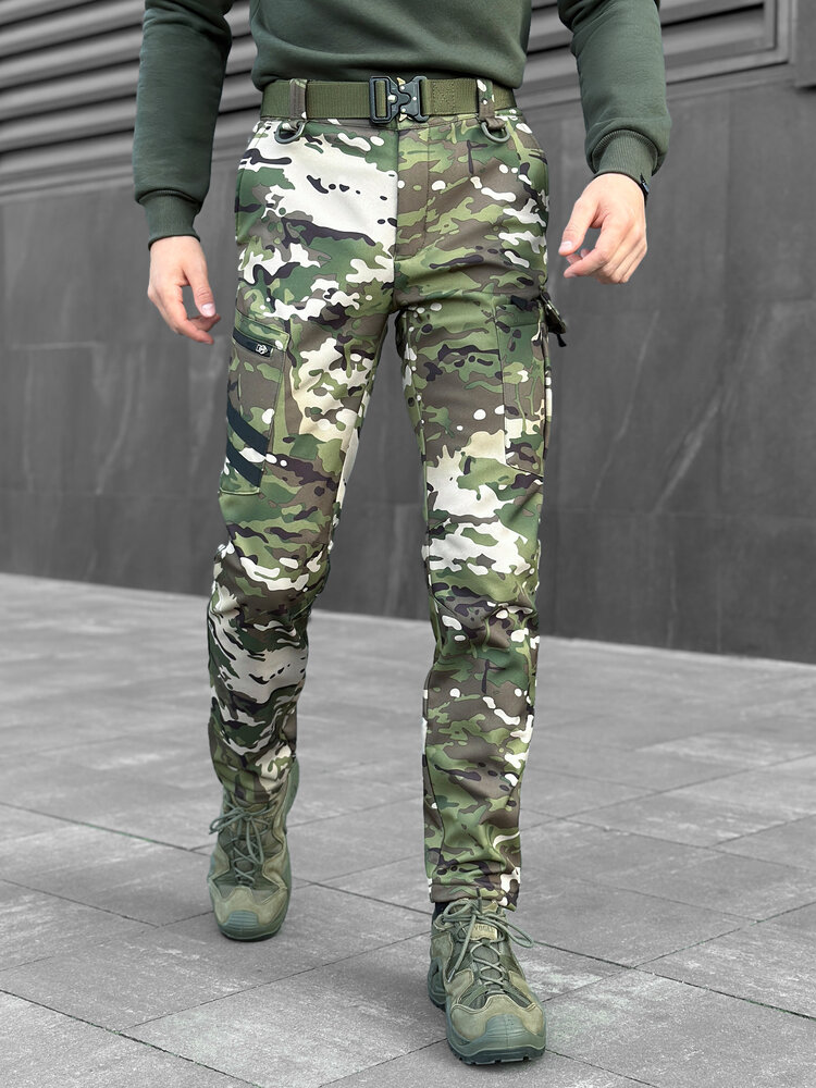 Штани карго чоловічі весняні з кишенями мультикам Pobedov Static