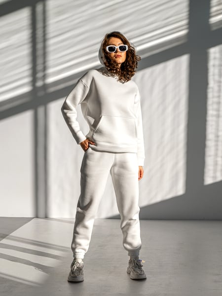 Жіночий теплий спортивний костюм OVERSIZE Medium Молочний