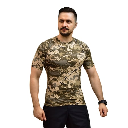 Чоловічий Рашгард GIG Military з коротким рукавом. Піксель GIG MILITARY