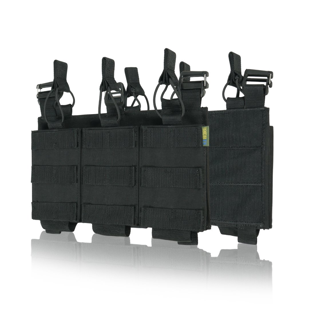 Передня панель для плитоноски з 3 підсумками під магазин Чорна KIBORG