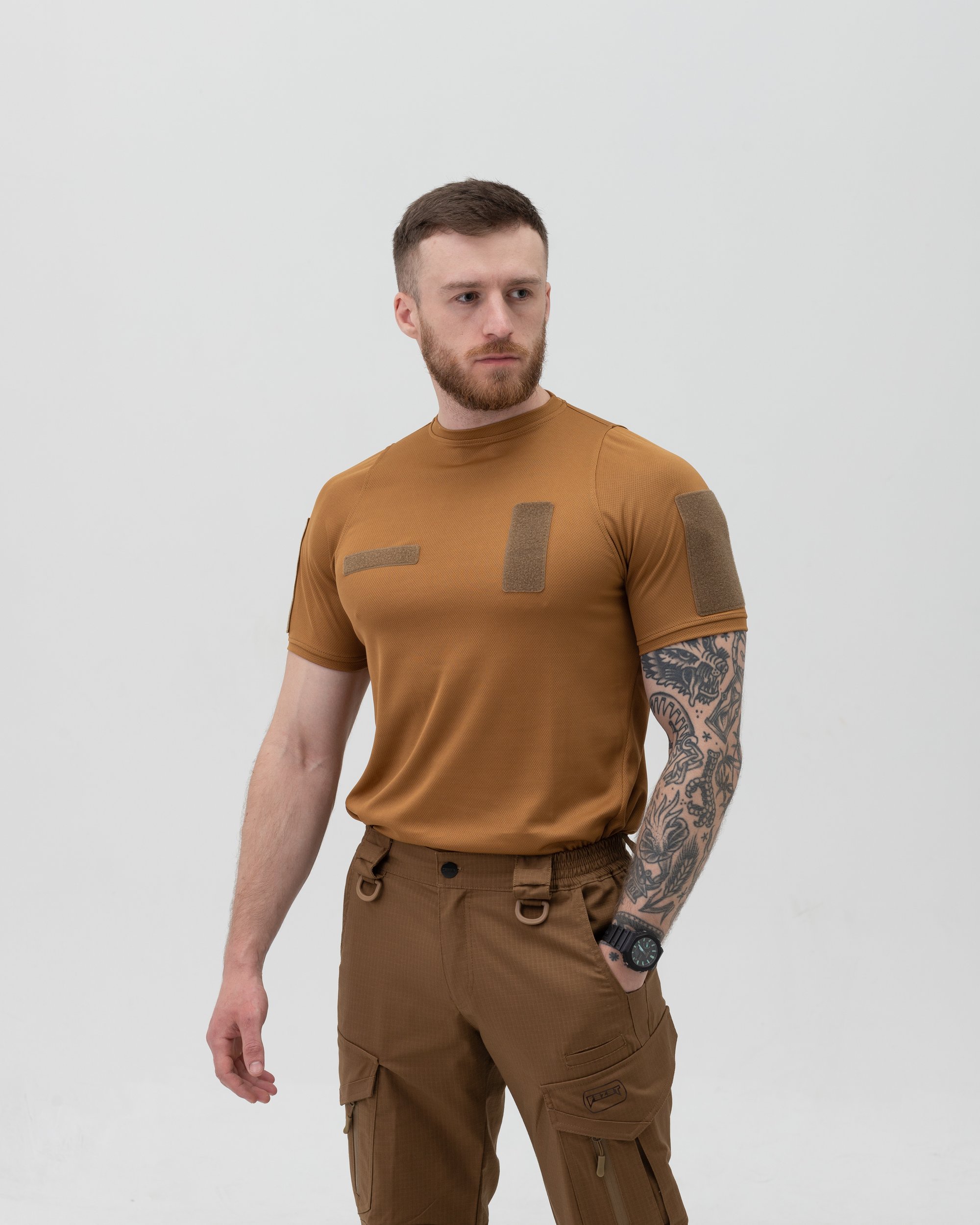 КОМПЛЕКТ (БРЮКИ КАРГО ТАКТИЧНІ BEZET ONYX КОЙОТ,ФУТБОЛКА ШВИДКОСОХНУЧА ТАКТИЧНА BEZET КОЙОТ) - Фото 6