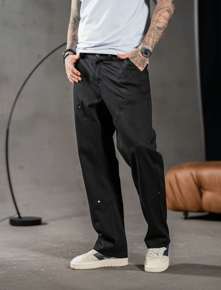 Чоловічі прямі штани із котону Teamv Jeans Casual Чорні