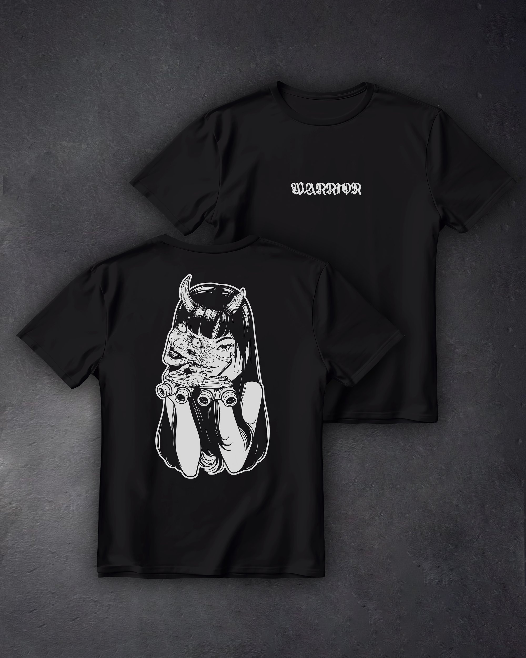 Футболка з принтом Oni Girl чорна We feel