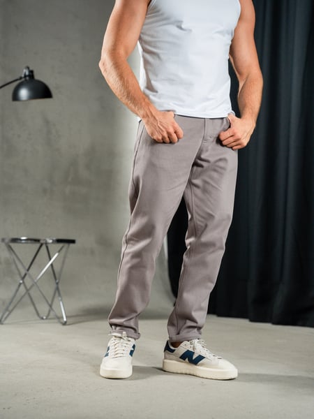 Чоловічі штани з котону в джинсовому стилі Mom's Teamv сірі TEAMV