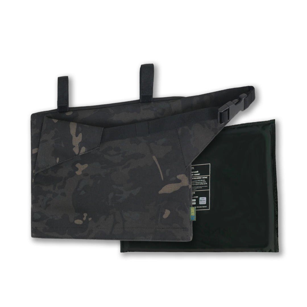 Каремат-сидушка Kiborg с баллистическим пакетом 1 класс защиты Militex 20mm Cordura Black Multicam KIBORG