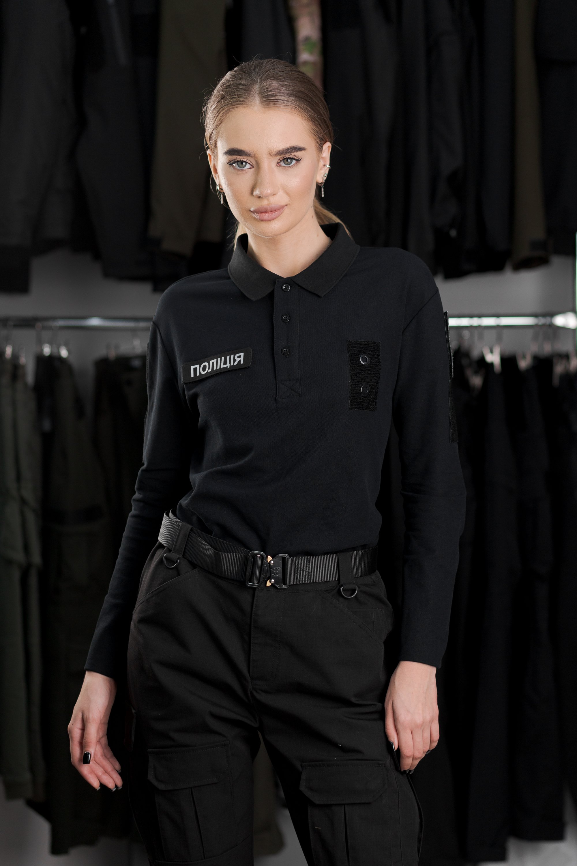 Лонгслів тактичний жіночий Поліція BEZET чорний