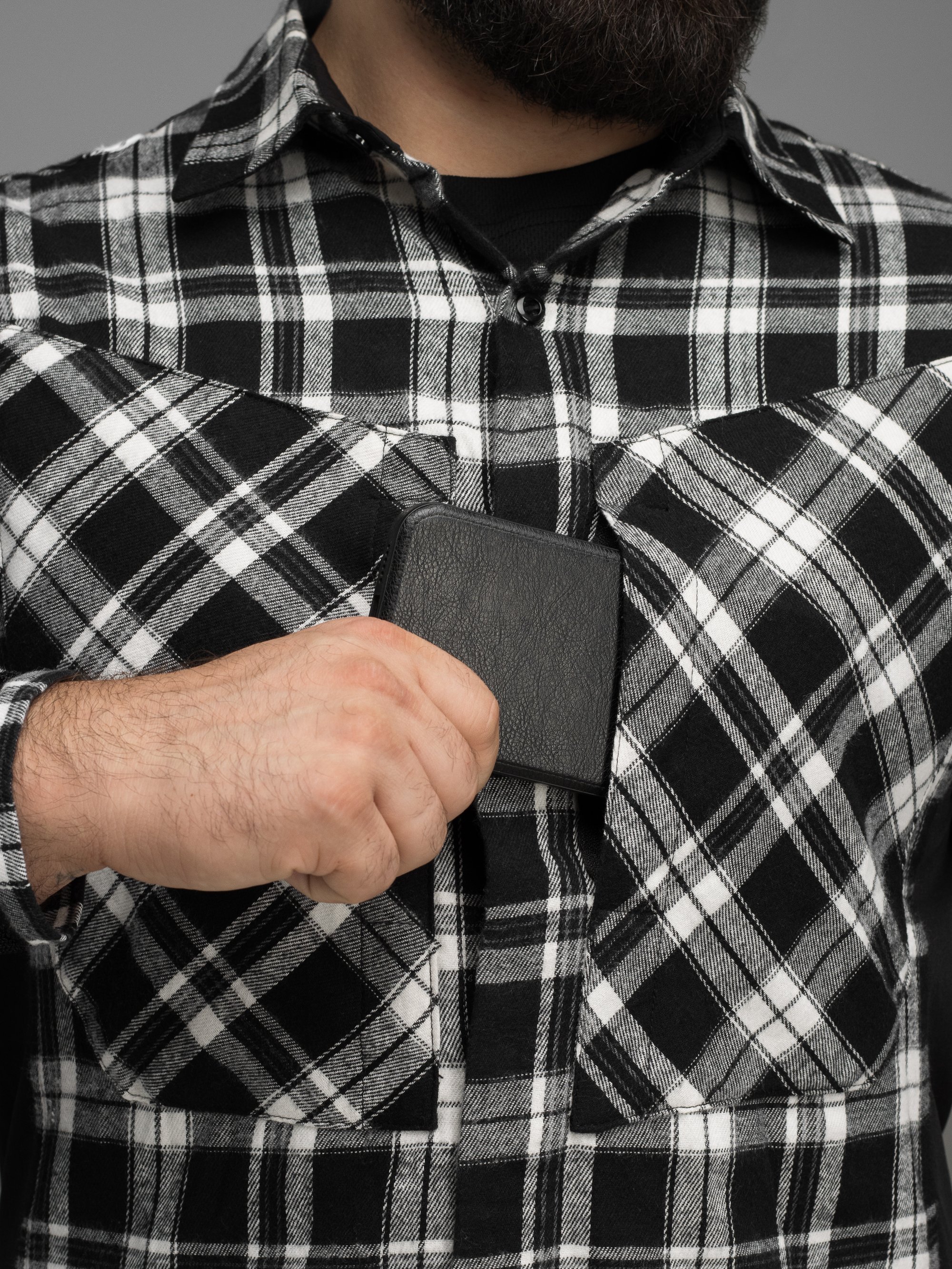 Сорочка фланелева BEZET Defender чорний/білий - Фото 13