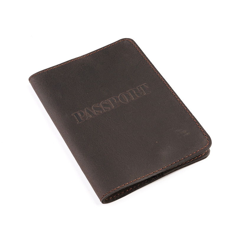 Обкладинка для паспорта накітуральна шра Crazy horse LQ Коричневий HardKIT