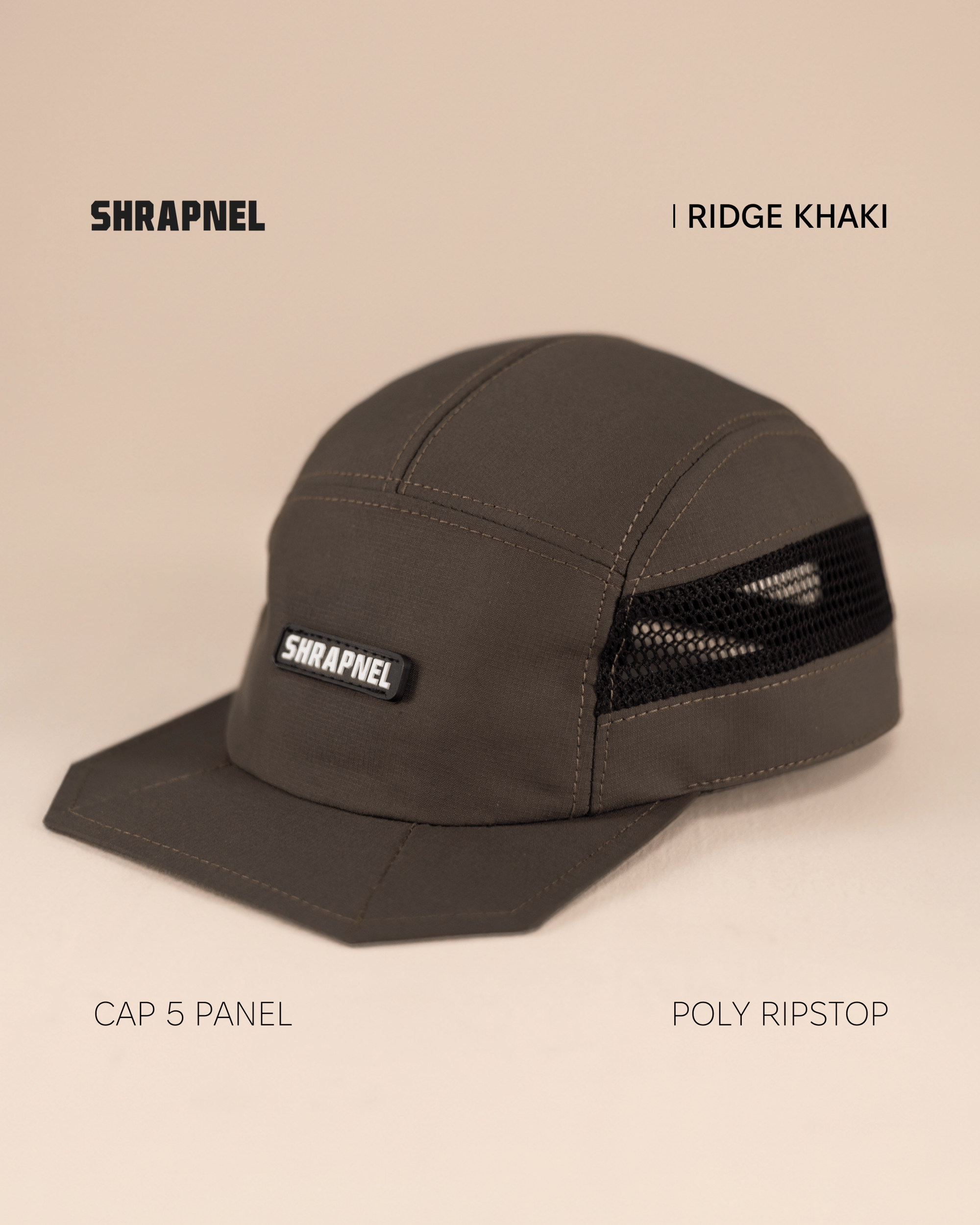 Кепка 5 panel SHRAPNEL Ridge Khaki, п'ятипанелька сіра