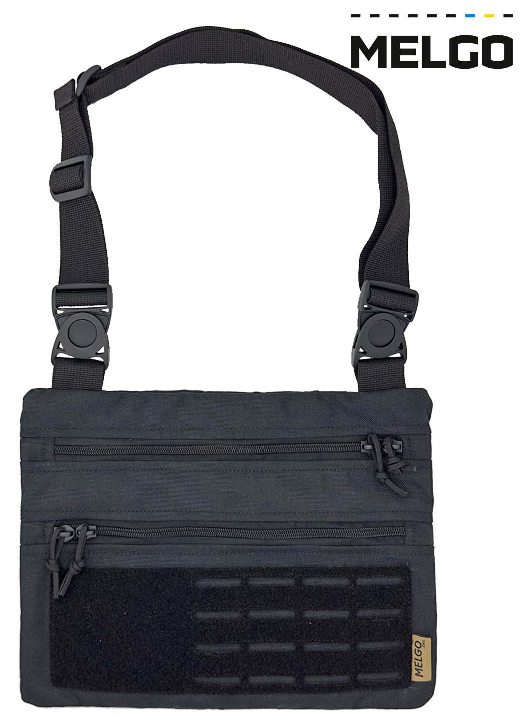 Тактична сумка через плече Чорна Полікордура MELGO