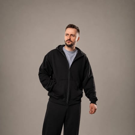 Флісовий худі з капюшоном GIG Oversize. Чорний GIG MILITARY