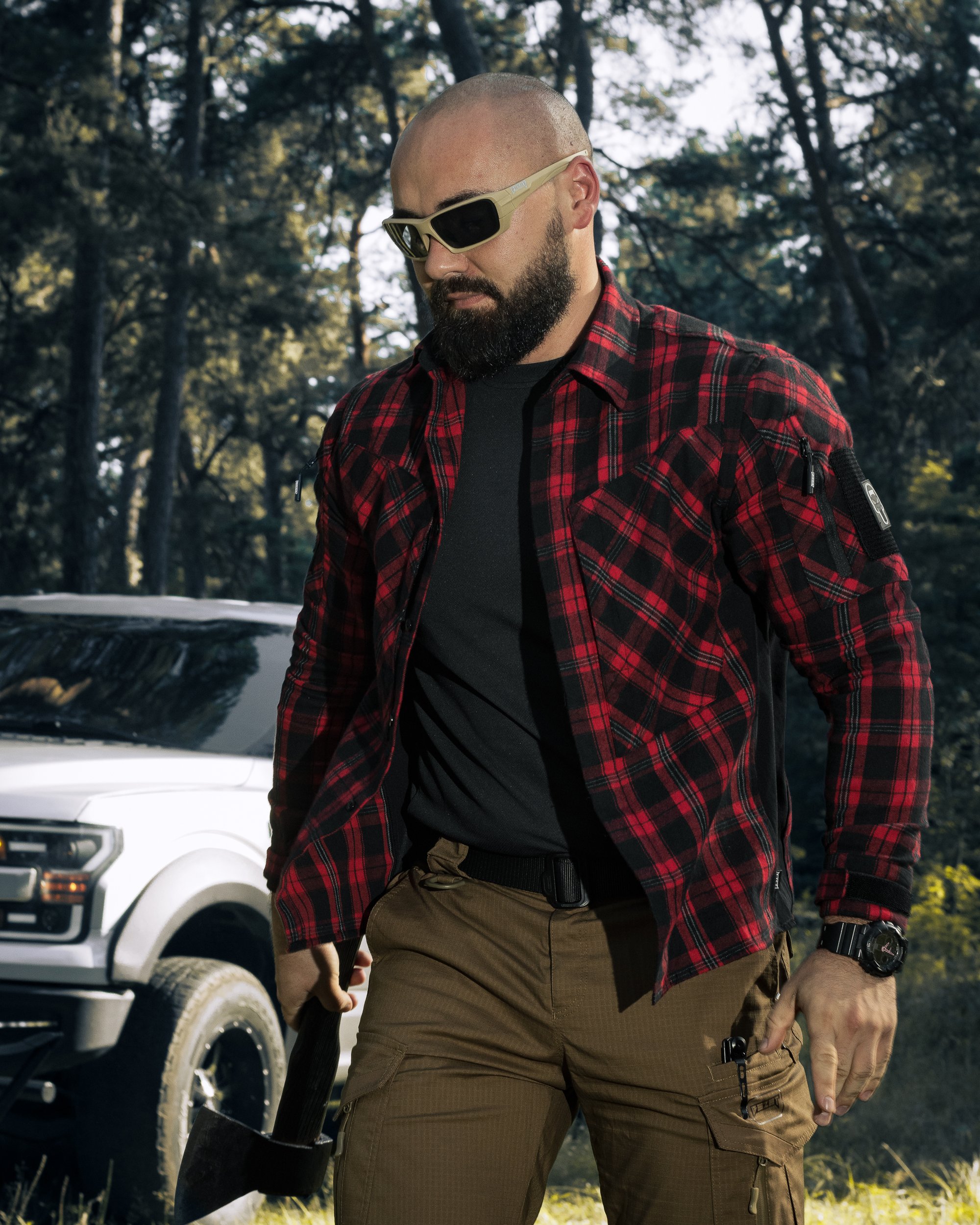 Сорочка фланелева BEZET Defender чорний/червоний - Фото 30