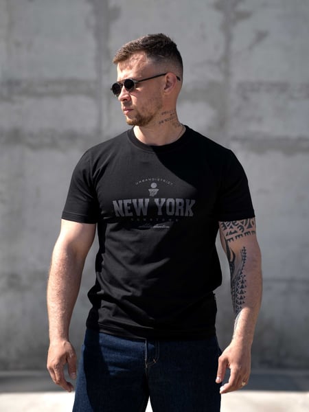 Чоловіча футболка повсякденна з бавовни Teamv New York Чорна