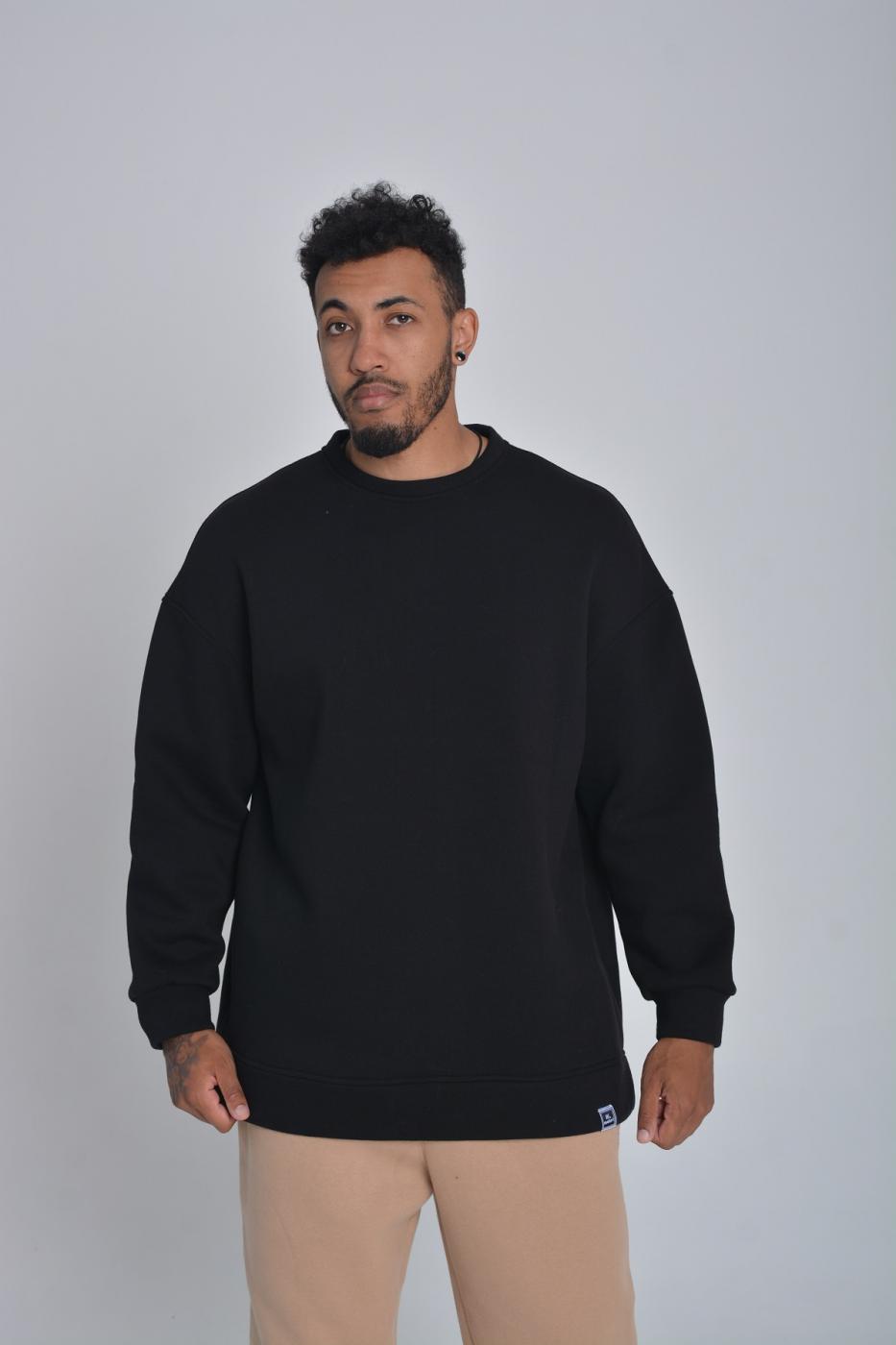 Світшот оверсайз теплий чорний Hi Mate