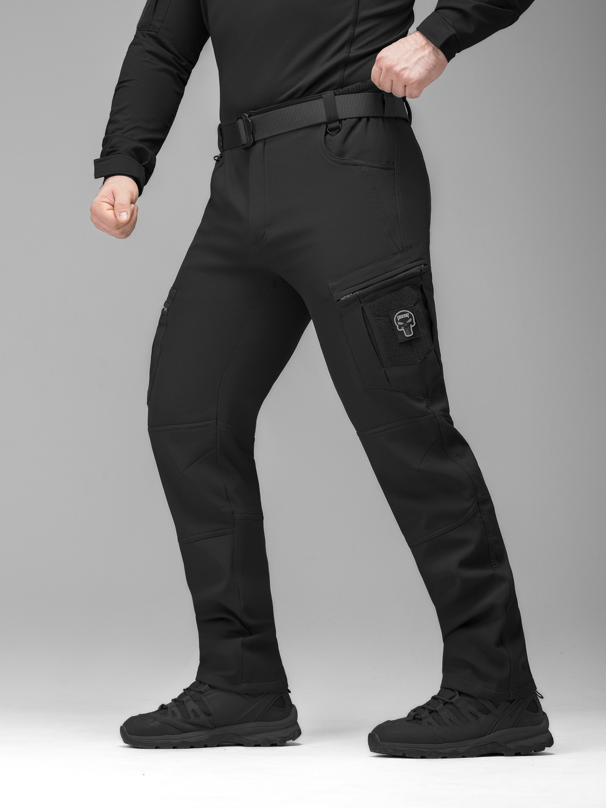 Зимові брюки карго тактичні Softshell BEZET Ешелон чорні - Фото 8