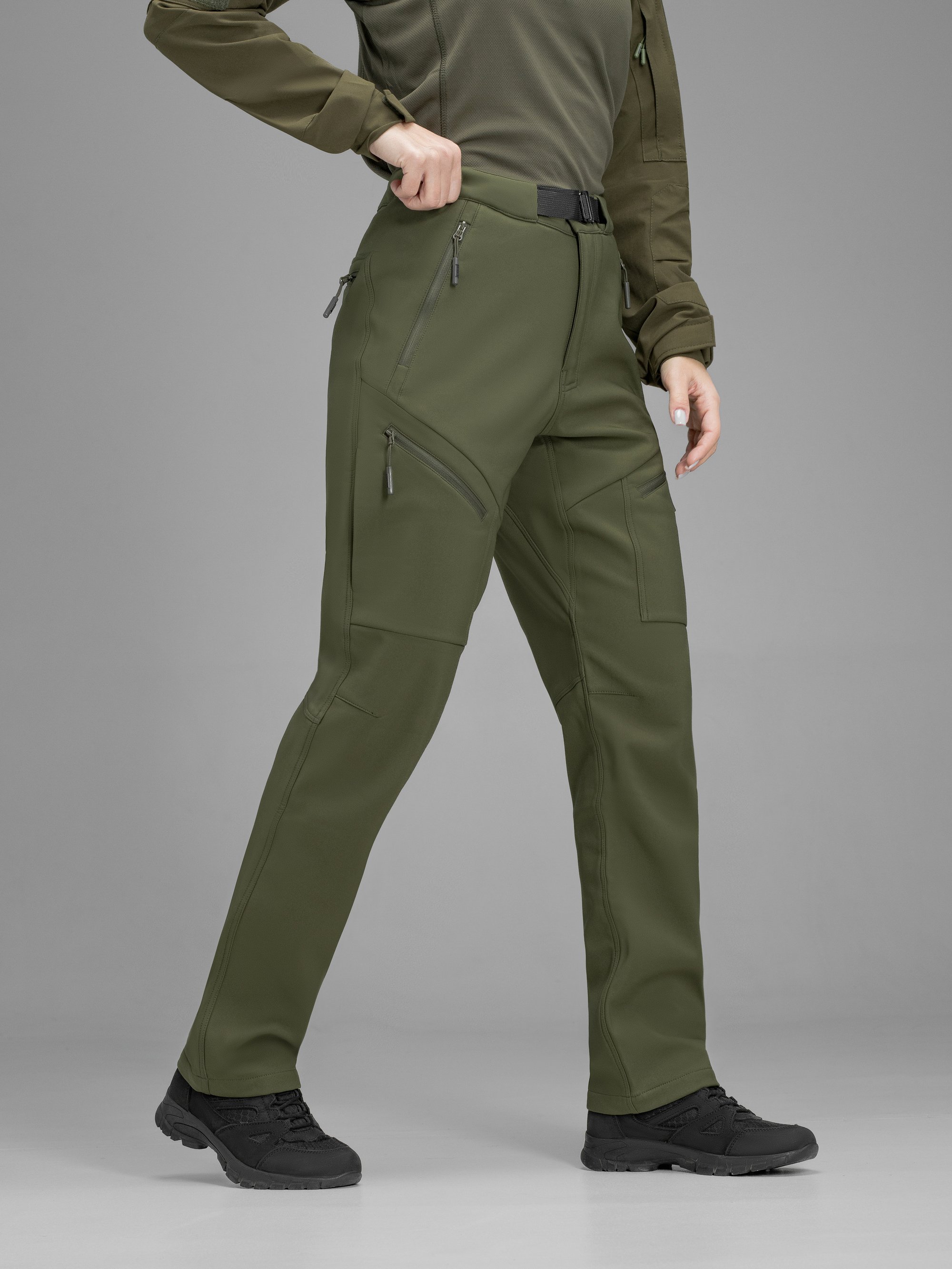 Штани карго тактичні жіночі Softshell BEZET Techwear хакі - Фото 7