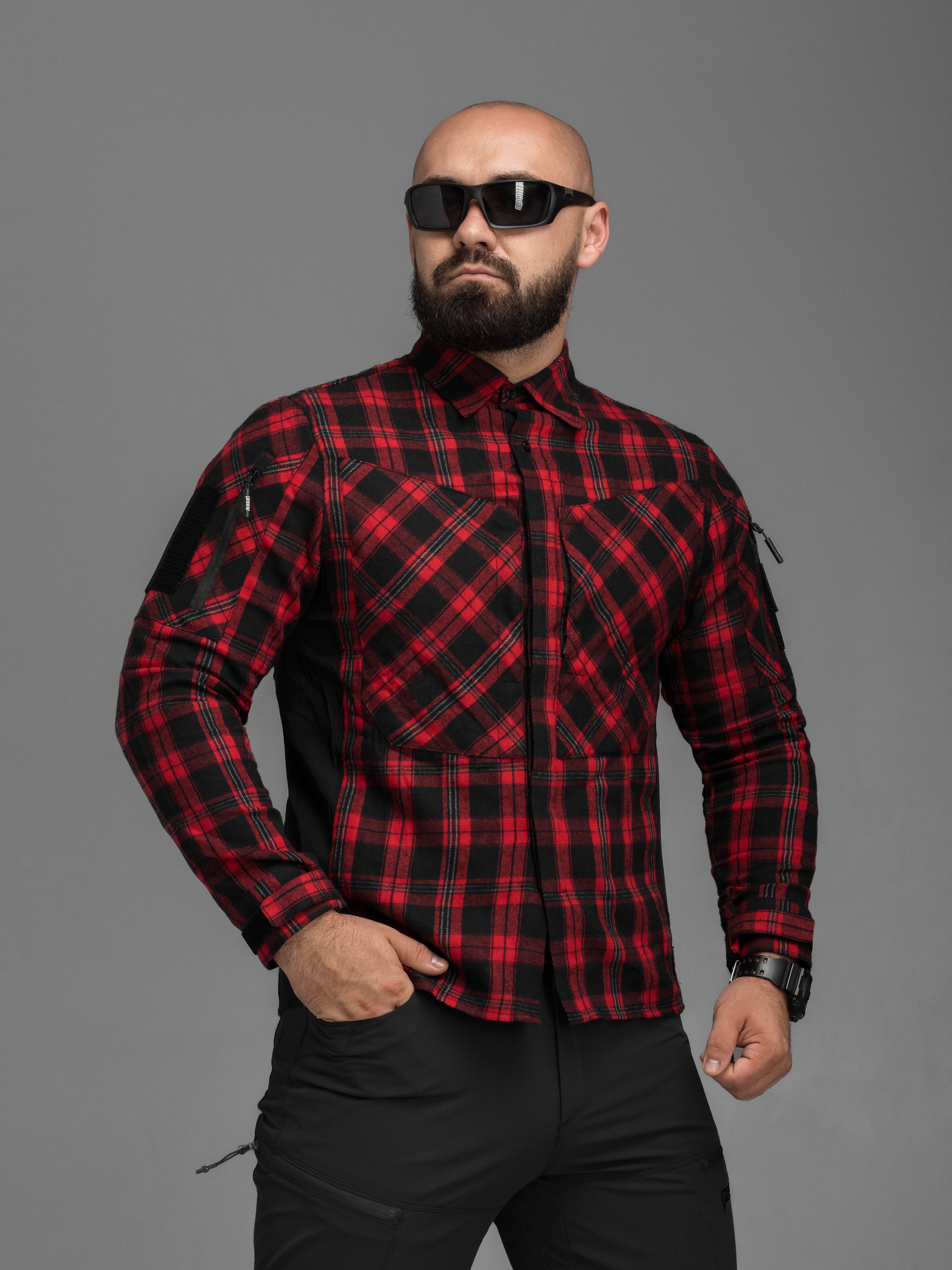 Сорочка фланелева BEZET Defender чорний/червоний - Фото 1