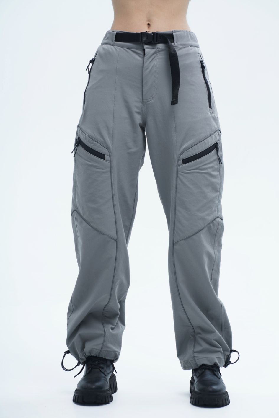 Жіночі карго брюки з нейлону та рефлективним кантом "Void", сірий TURWEAR