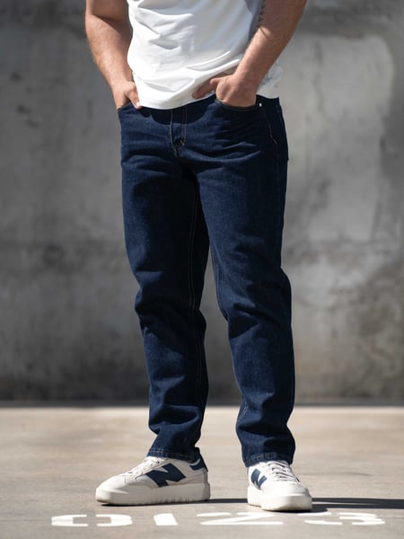 Джинси чоловічі мом повсякденні Denim Темно сині TEAMV