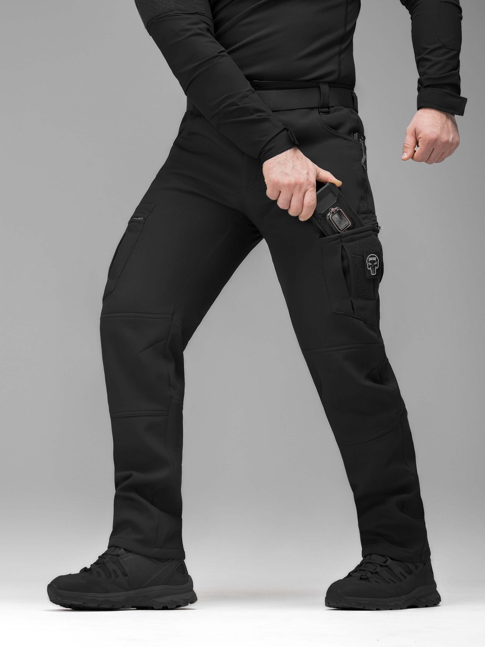 Зимові брюки карго тактичні Softshell BEZET Ешелон чорні - Фото 5