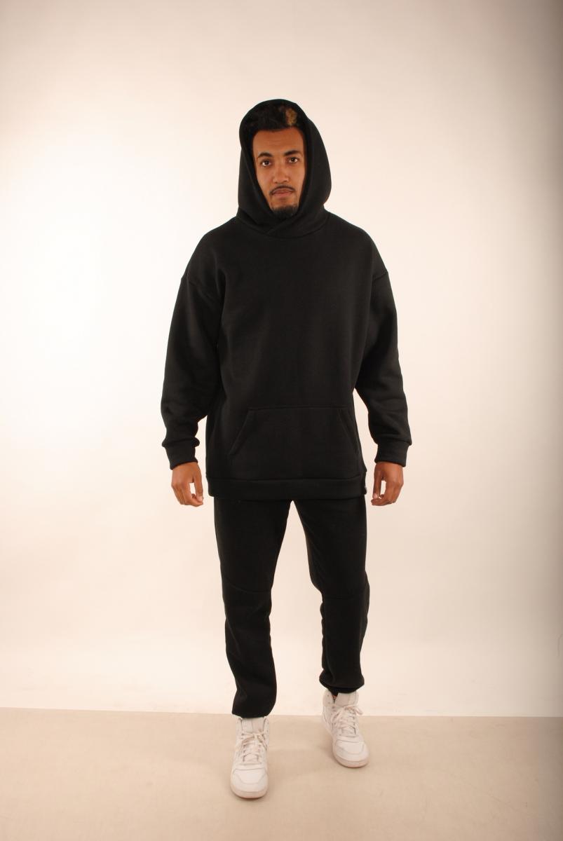 Худі оверсайз на флісі чорний Hi Mate black man