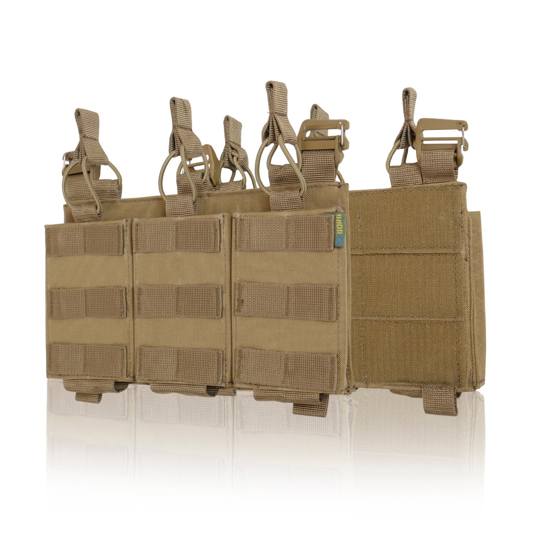 Передня панель для плитоноски з 3 підсумками під магазин Койот KIBORG