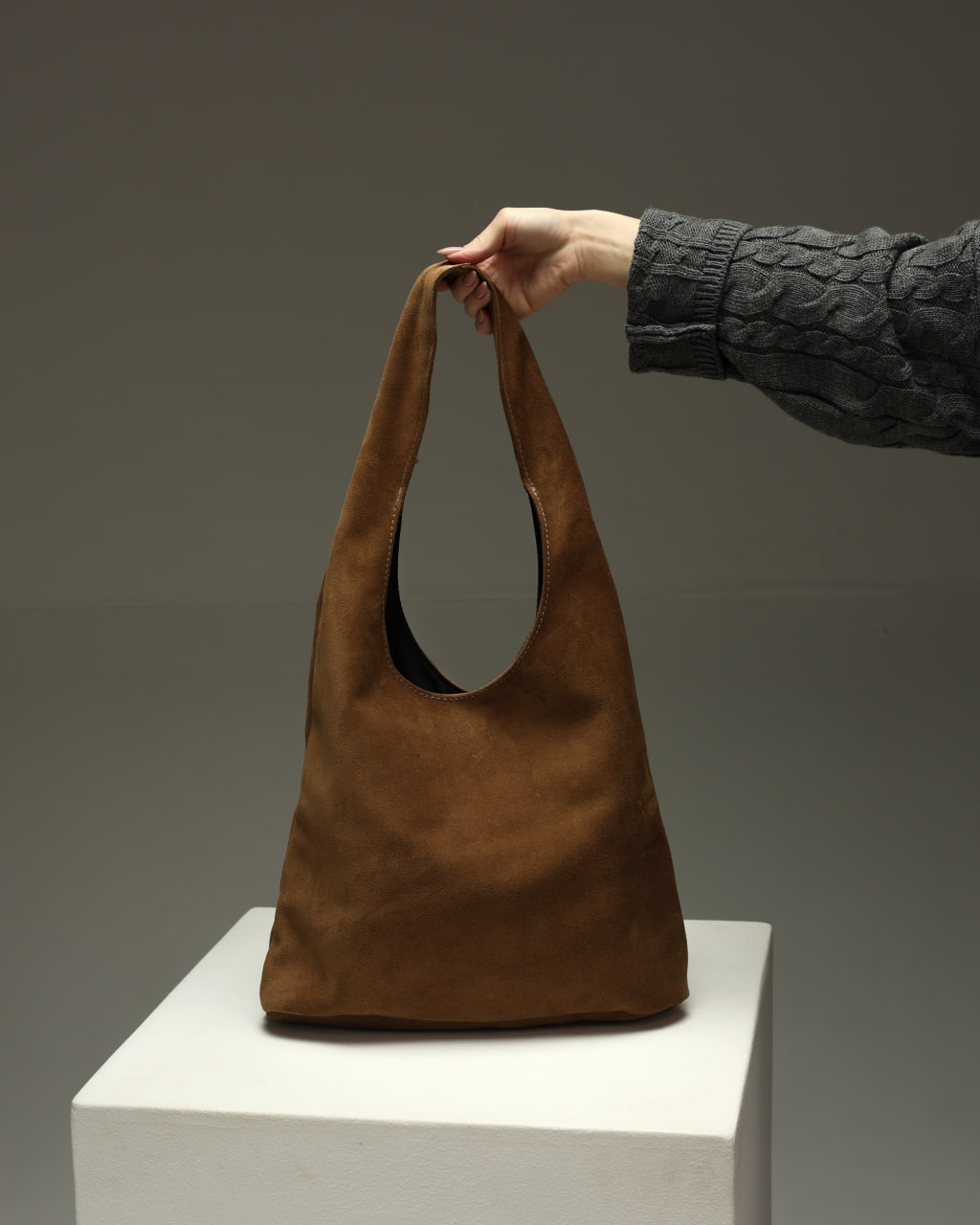 Жіноча сумка-шопер з натуральної замші капучино SKILL