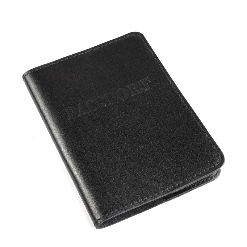 Обкладинка для паспорта натуральна шкіра LQ (Чорний) HardKIT