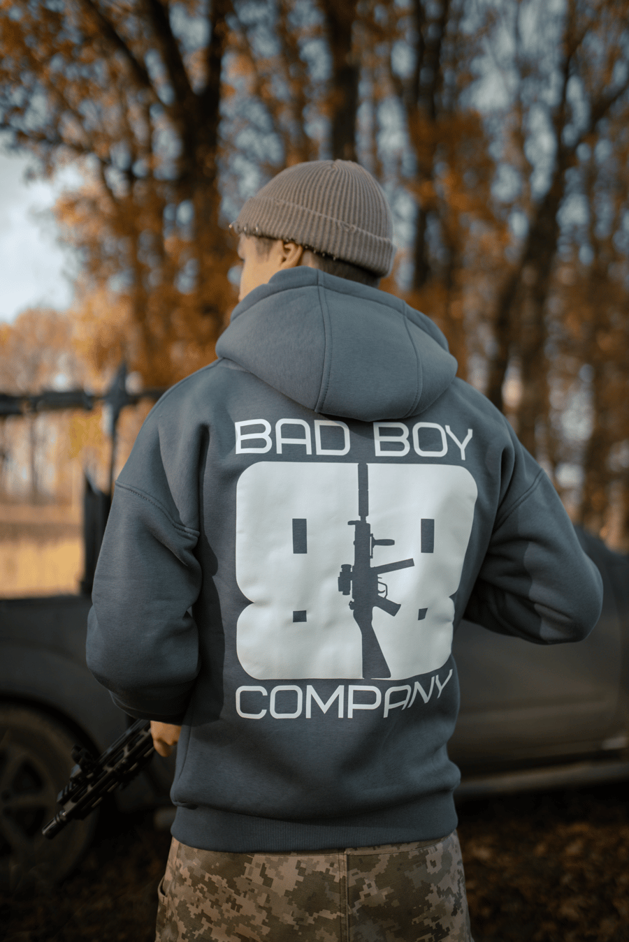 Зіп худі фліс графіт ВВ logo Bad Boy Company – купити в інтернет