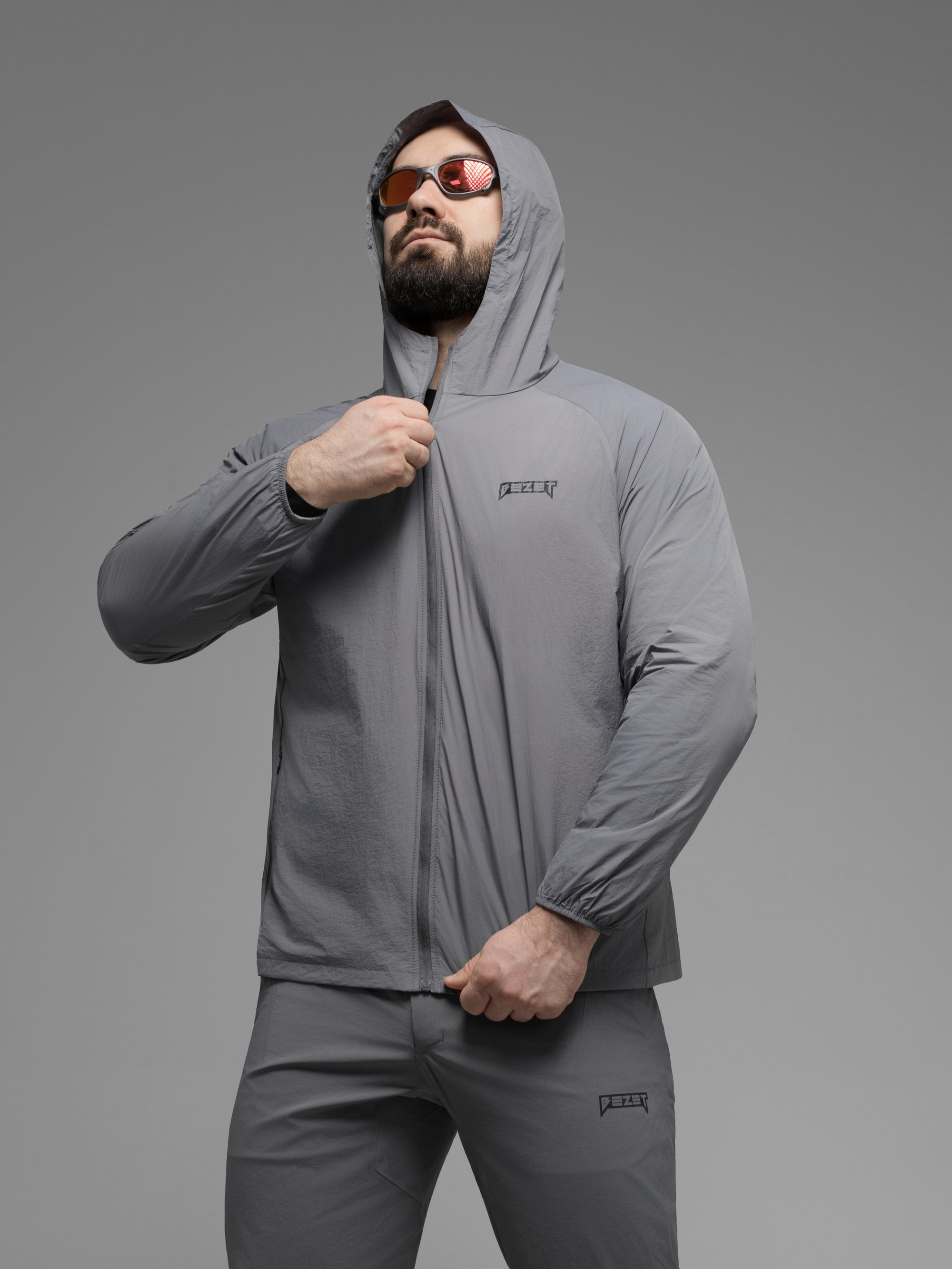Куртка вітрівка BEZET Solguard UV 100 сірий - Фото 10