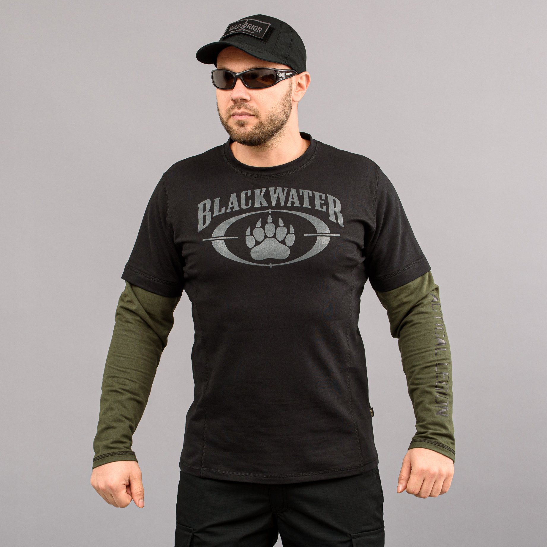 Футболка з рукавами "BLACK WATER" BLACK & OLIVE Armoline