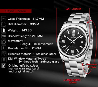 Чоловічий механічний годинник Benyar Automatic 10 BAR - Фото 11