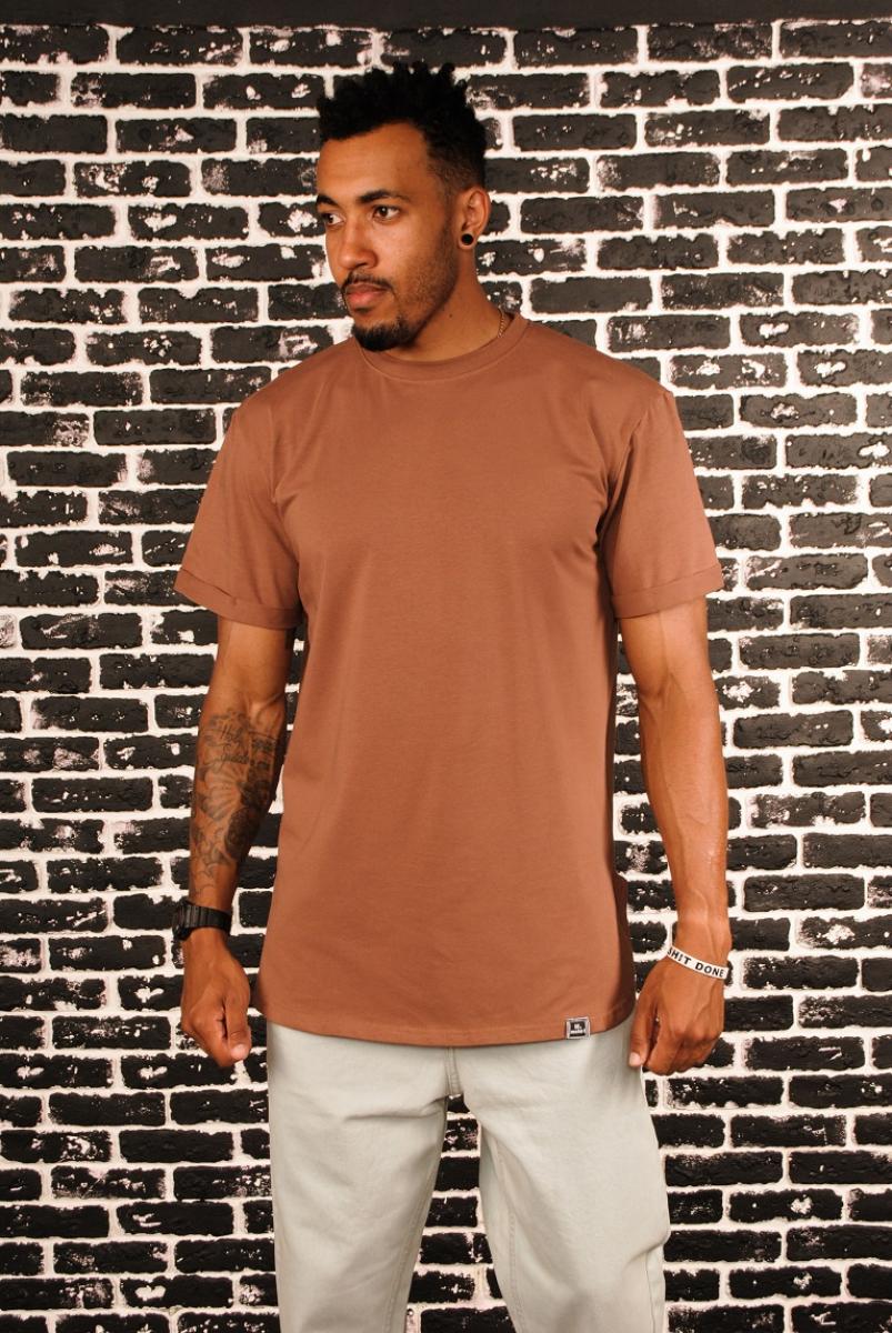 Футболка подовжена коричнева Hi Mate