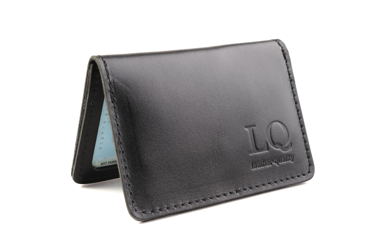 Обкладинка з натуральної шкіри на автодокументи, права, id паспорт з відділами для карток, LQ (Чорний) HardKIT