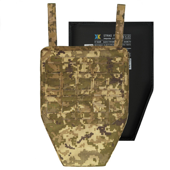 Фартух з м'яким балістичним бронепакетом для плитноски 2 класу захисту Піксель ММ14