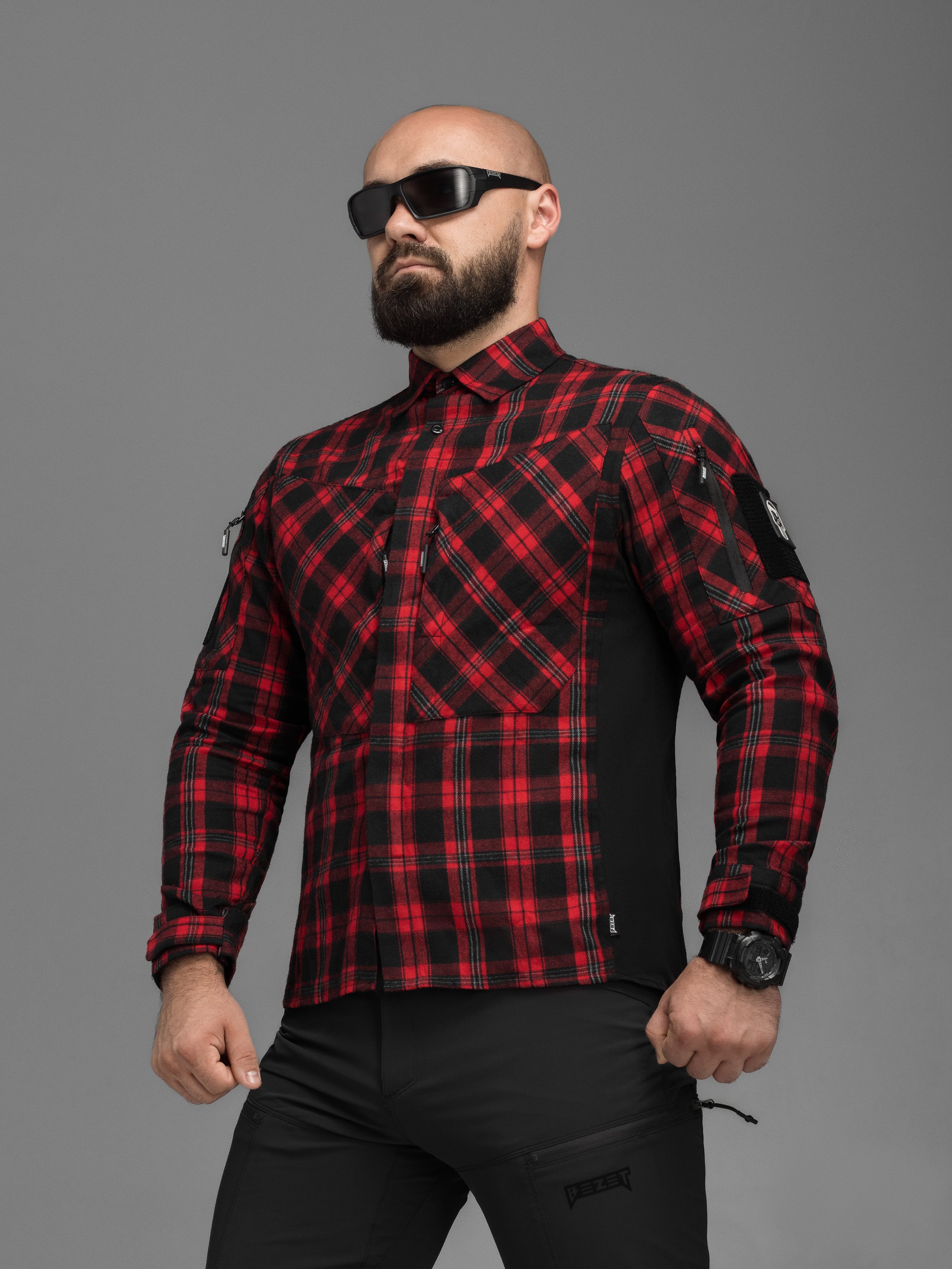 Сорочка фланелева BEZET Defender чорний/червоний - Фото 3