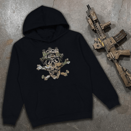 Худі утеплене з принтом Jolly Roger чорне