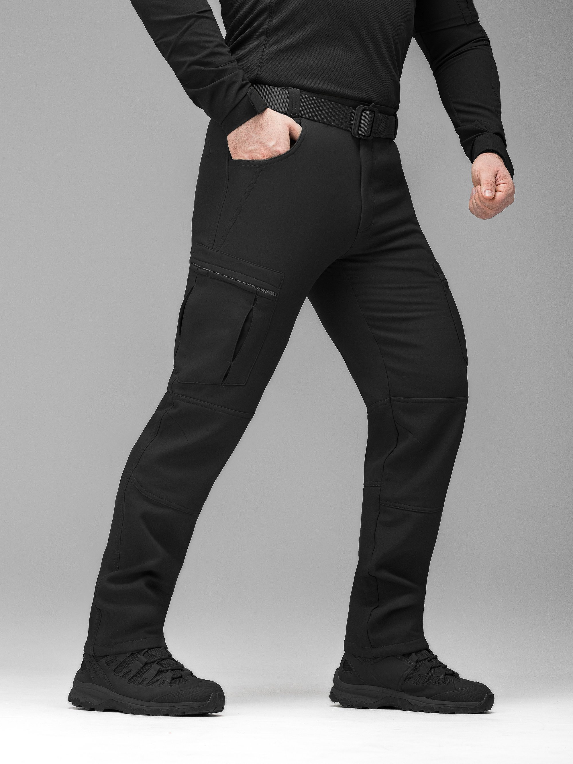 Зимові брюки карго тактичні Softshell BEZET Ешелон чорні - Фото 7