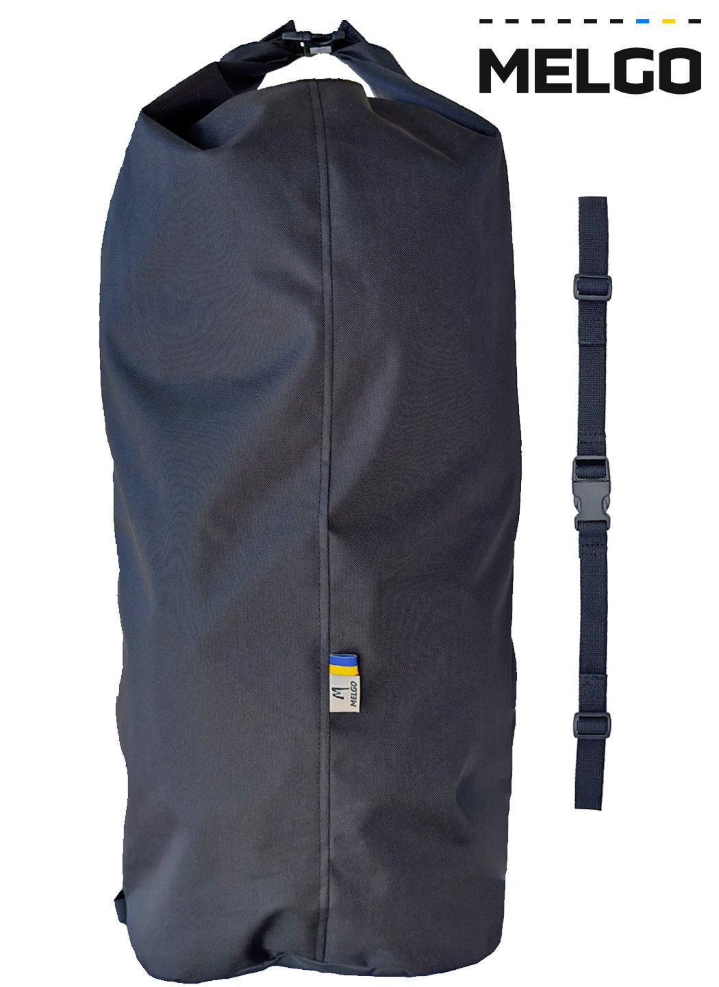 Тактичний баул - сумка 100 л Чорний з ремінцем Оксфорд 600 Д ПВХ MELGO