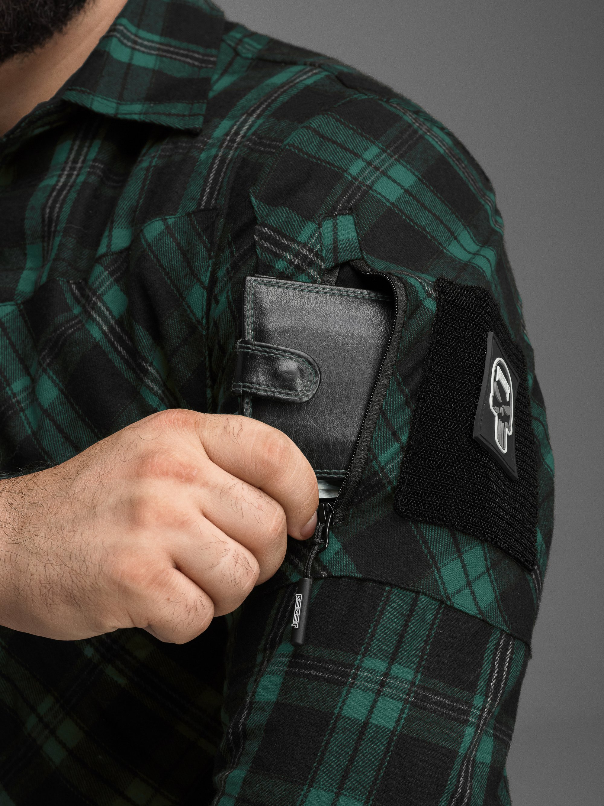 Сорочка фланелева BEZET Defender чорний/зелений - Фото 12