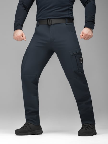 Зимові штани карго тактичні Softshell BEZET Ешелон синій