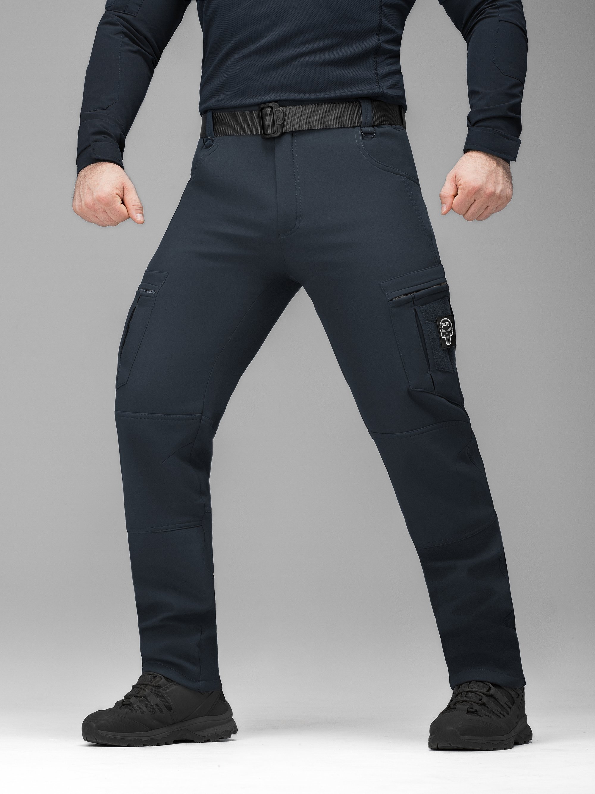 Зимние брюки карго тактические Softshell BEZET Эшелон синий